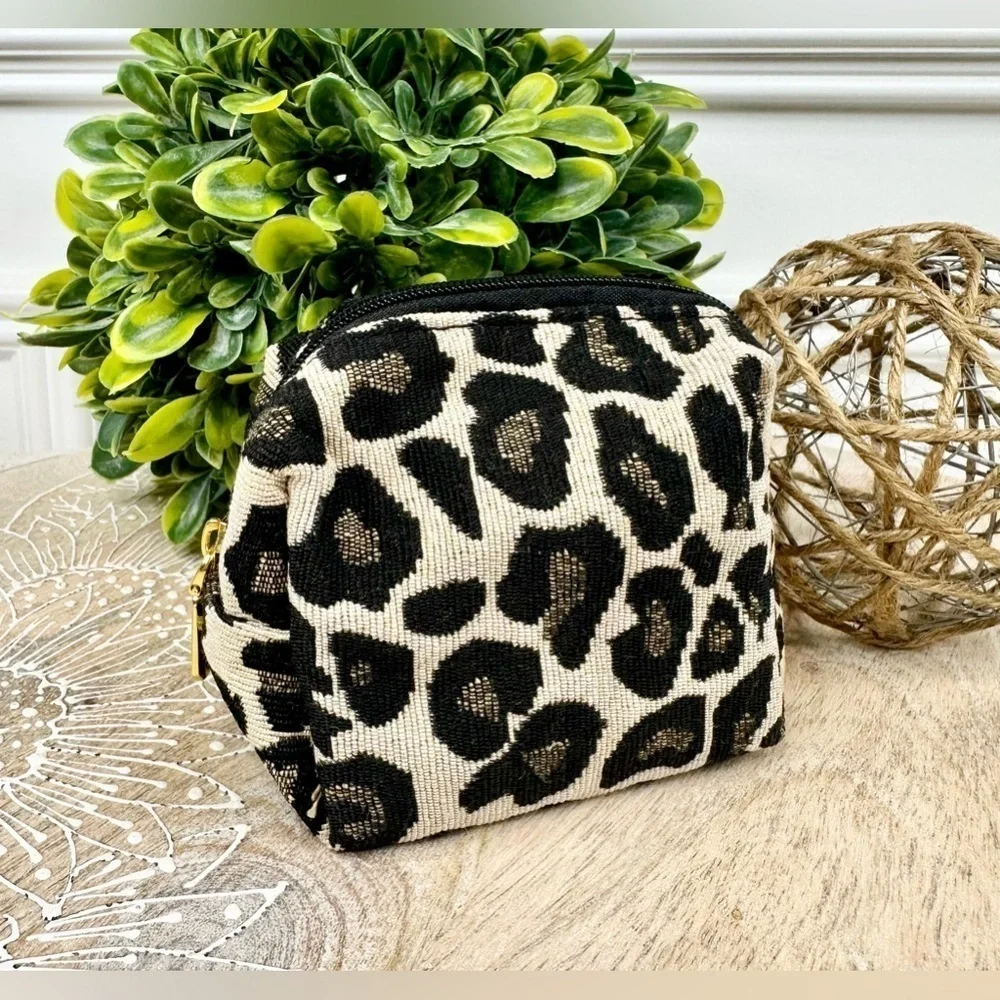 Leopard Print Cosmetic Bag, Coin Purse, Toiletry Bag